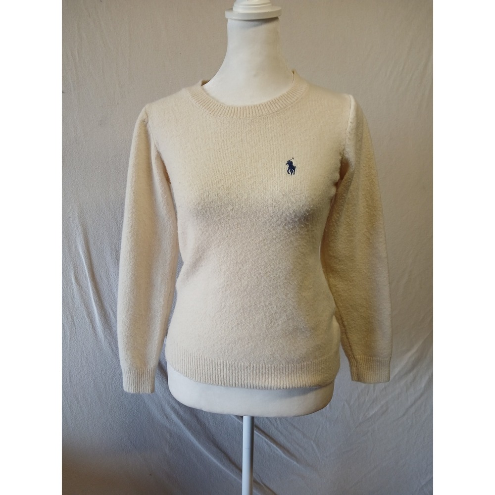Ralph lauren creme crewneck sweater old money quiet luxery small petite